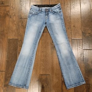 Express Rerock Distressed Boot Cut Jeans